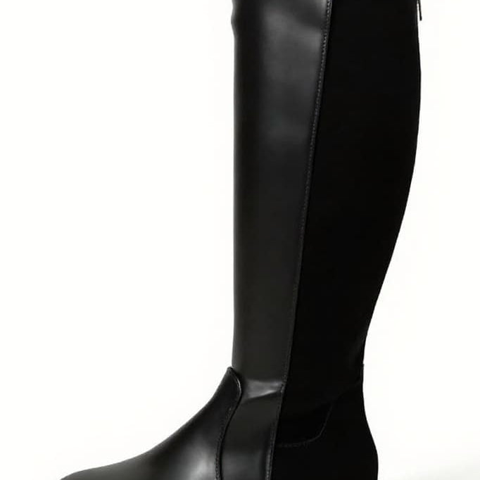 Women's Knee-High Boots - Low Heel & Round Toe