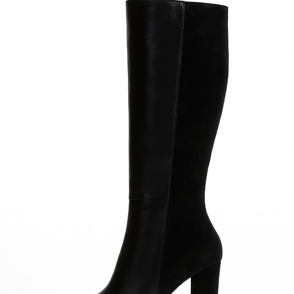 Women's Knee-High Boots - Block Heel & Pointed Toe