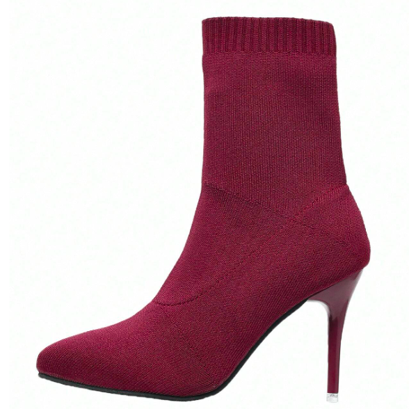 Women's Knit Ankle Boots - Stiletto Heel Sock Boots