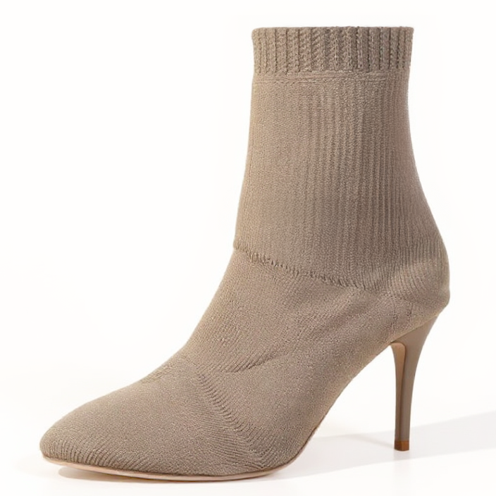 Women's Knit Ankle Boots - Stiletto Heel Sock Boots