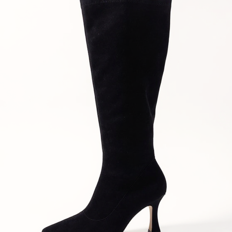 Women's Knee-High Boots - Pointed Toe & Stiletto Heel with Side Zipper